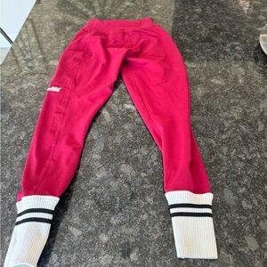 Bombshell Sportswear red with white ankle sock leggings size small